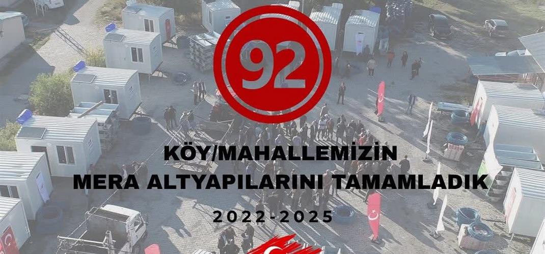 Mera Islah ve Amenajman Projelerimiz Kapsamında 92 Köy/Mahallemizin Altyapısını Tamamladık