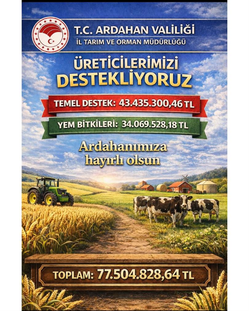 Tarımın ve üretimin güçlenmesine katkı sağlayan desteklerin ilimiz tarımına ve üreticilerimize hayırlı olmasını diliyoruz.