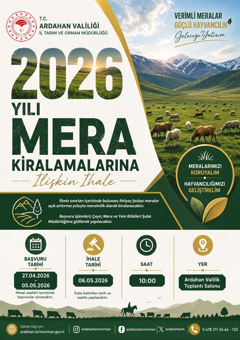 2026 YILI MERA KİRALAMASINA İLİŞKİN İHALE İLANI